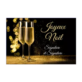 carte joyeux voeux champagne noel doree noir 