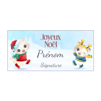 carte joyeux voeux noel chat dessin neige 