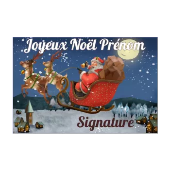 carte joyeux voeux noel renne dessin neige pere noel vintage 