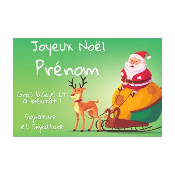 carte joyeux voeux noel renne dessin pere noel vert 