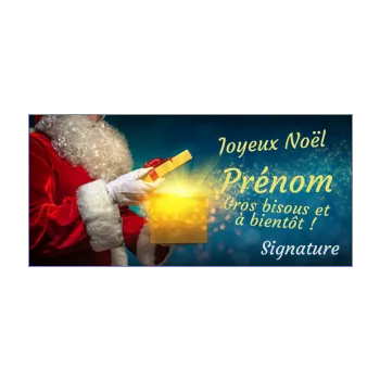 carte joyeux voeux cadeau noel bleu jaune pere noel 