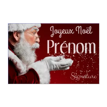 carte joyeux voeux noel confettis neige pere noel rouge 