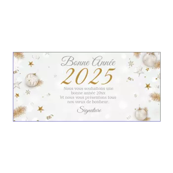 carte voeux meilleur nouvel an doree blanc boule etoile 