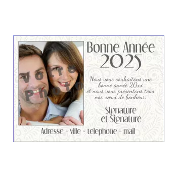 carte voeux meilleur nouvel an fleur gris 