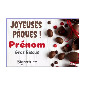 carte voeux fete paques blanc bois chocolat oeuf 