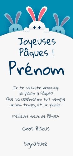 Carte Voeux Fete Paques Bleu gratuit à imprimer