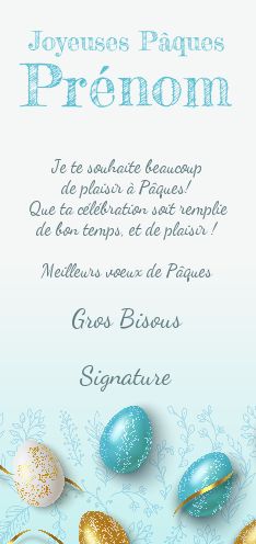 Carte Voeux Fete Paques Doree gratuit à imprimer