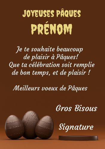 Carte Voeux Fete Paques Chocolat gratuit à imprimer