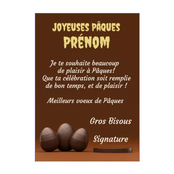carte voeux fete paques chocolat marron oeuf 