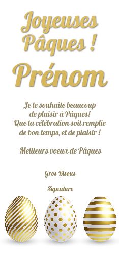 Carte Voeux Fete Paques Doree gratuit à imprimer
