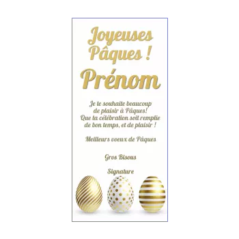 carte voeux fete paques doree oeuf 