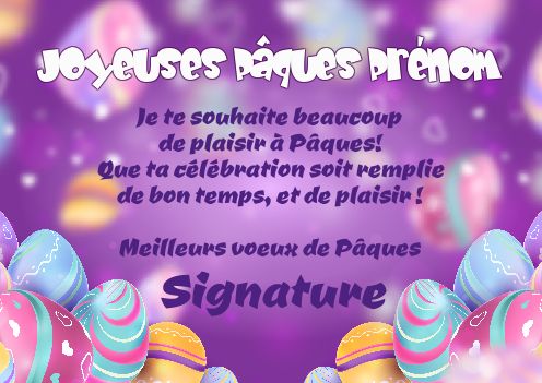 Carte Voeux Fete Paques Mauve gratuit à imprimer