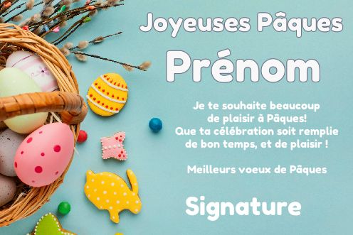 Carte Voeux Fete Paques Pastel gratuit à imprimer