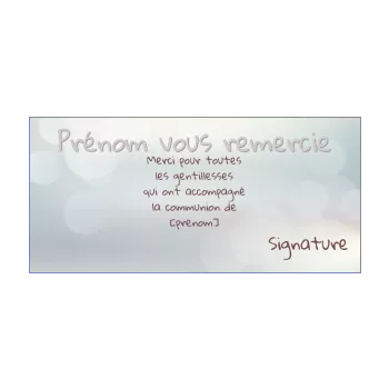 carte remerciement communion blanc lumiere merci 