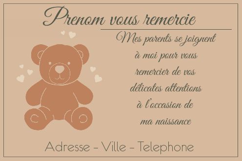 Carte Remerciement Naissance Jouet Bebe gratuit à imprimer