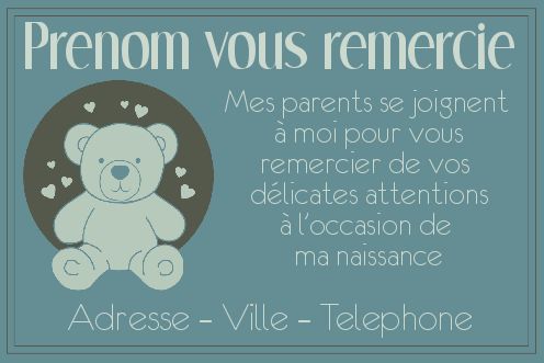 Carte Remerciement Naissance Jouet Bebe gratuit à imprimer