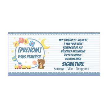 carte remerciement naissance jouet bebe bleu merci ours 