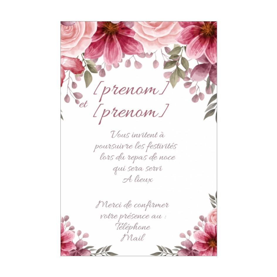 Carte Invitation Mariage Repas Fleur Rose Gratuit A Imprimer Carte 3660