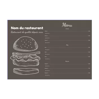 carte menu restaurant hamburger gris 