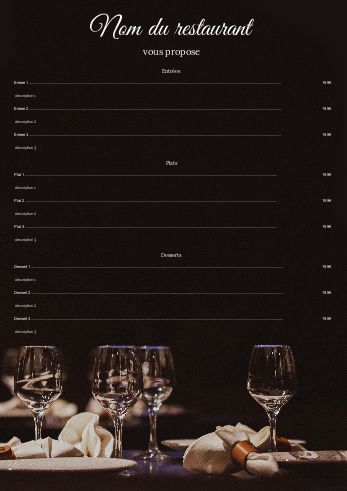 Carte Menu Restaurant Table Verre à imprimer