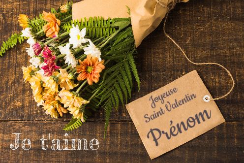 Carte Voeux Bouquet Saint Valentin gratuit à imprimer