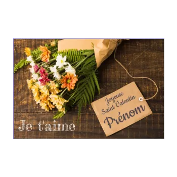 carte voeux bouquet saint valentin table fleur 