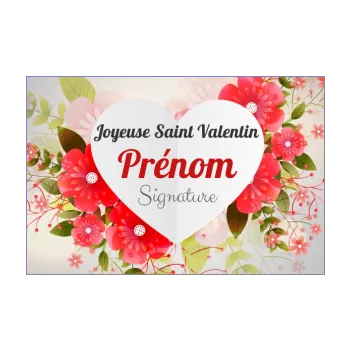 carte voeux saint valentin coeur fleur rouge 