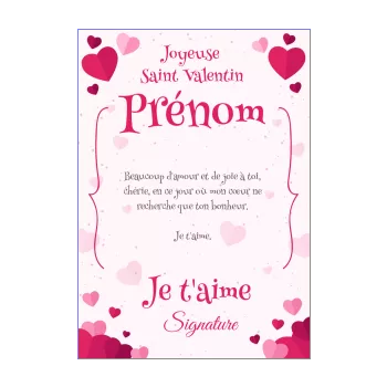 carte voeux saint valentin coeur rose rouge 