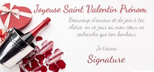 Carte Voeux Champagne Saint Valentin gratuit à imprimer