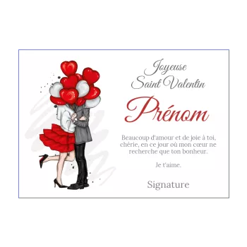 carte voeux saint valentin coeur ballon femme homme 