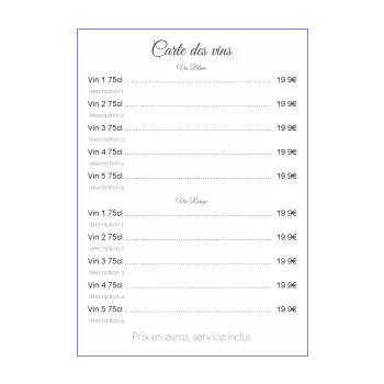 carte restaurant biere blanc elegant vin alcool 