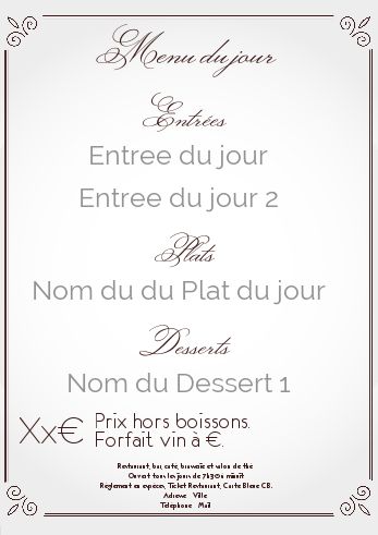 Carte Menu Restaurant Elegant Gris à imprimer