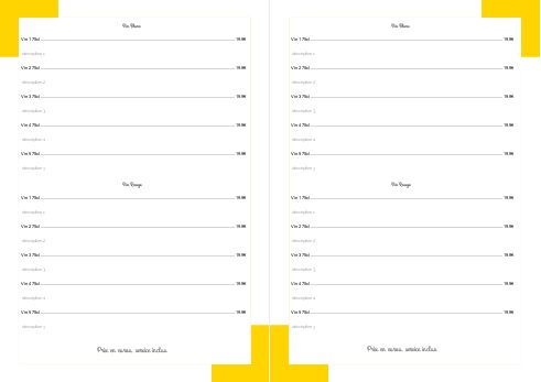 Verso Carte Restaurant Biere Jaune Noir à imprimer