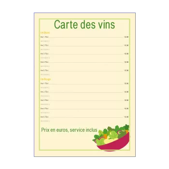 carte restaurant biere legume jaune vin alcool 