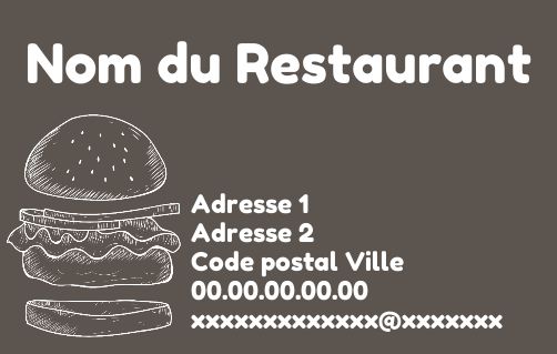 Carte Visite Restaurant Hamburger Gris gratuit à imprimer