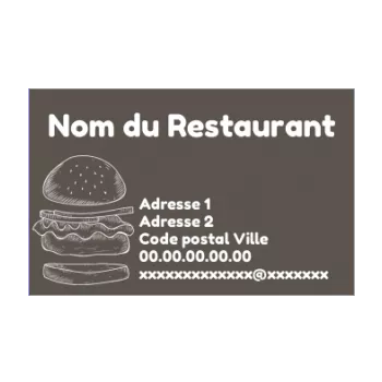 carte visite restaurant hamburger gris 