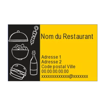 carte visite restaurant jaune noir 