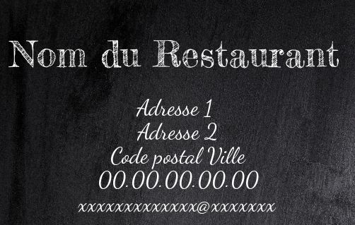 Carte Visite Restaurant Ardoise Noir gratuit à imprimer