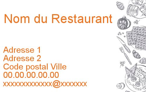 Carte Visite Restaurant Gris Orange gratuit à imprimer