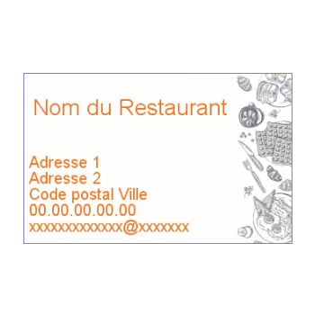 carte visite restaurant dessin gris orange 