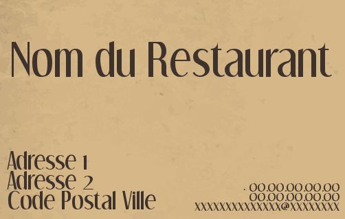 Carte Visite Restaurant Marron gratuit à imprimer
