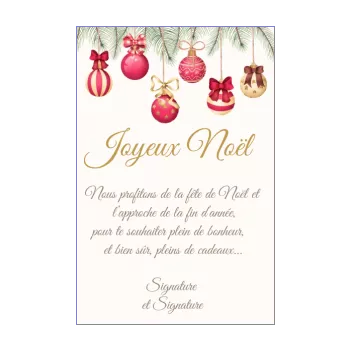 carte joyeux voeux noel doree boule dessin rouge 