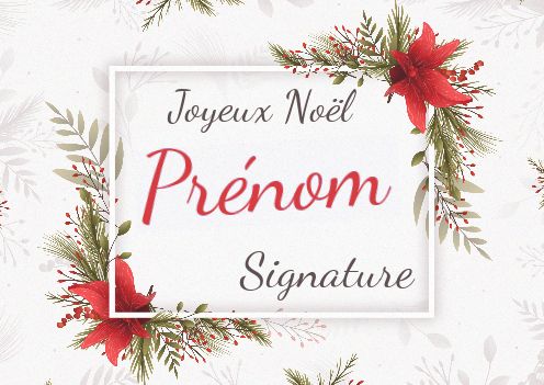 Carte Joyeux Voeux Noel Fleur gratuit à imprimer