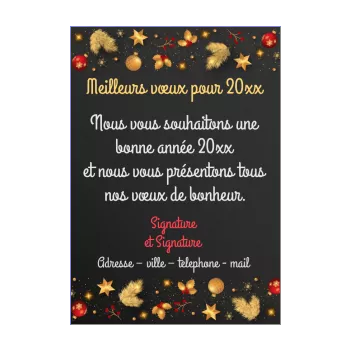 carte voeux meilleur nouvel an doree ardoise noir 