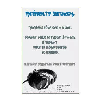 carte invitation anniversaire soiree gris 