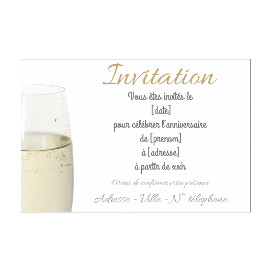 Carte Invitation Anniversaire Champagne Blanc Elegant Gratuit A Imprimer Carte 11