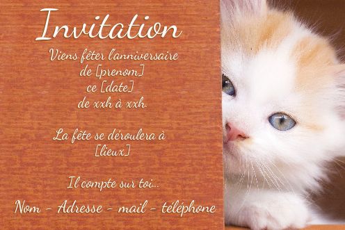 Carte Invitation Anniversaire Chat Enfant Marron Gratuit A Imprimer Carte 72