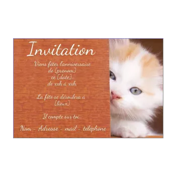 Carte d'invitation anniversaire à gratter - chat