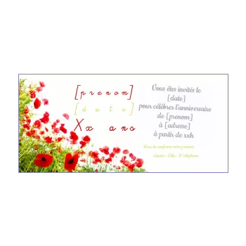 carte invitation anniversaire blanc fleur rose 