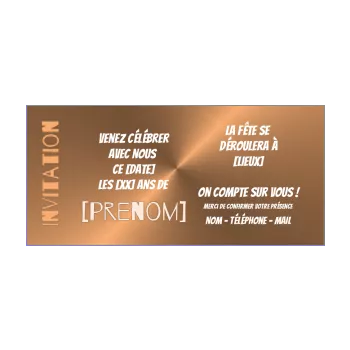 carte invitation anniversaire soiree marron 